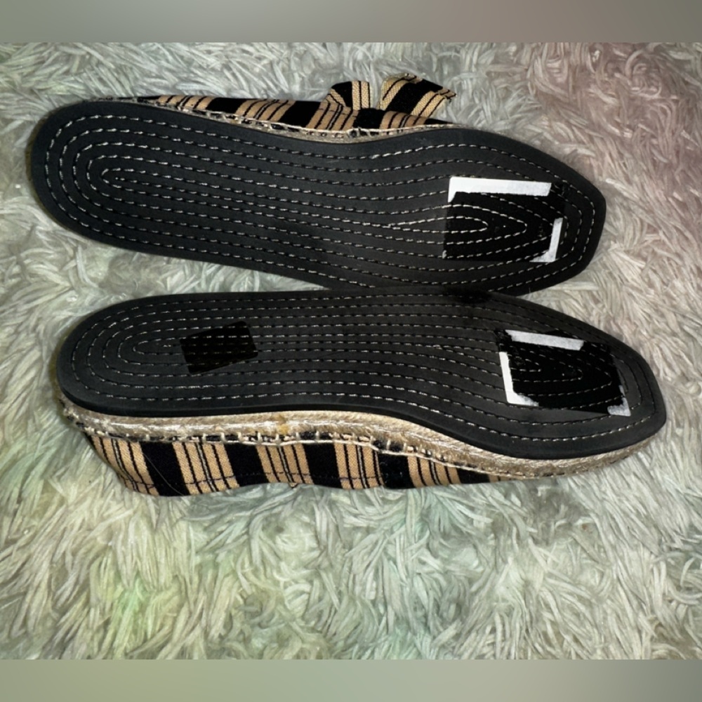 New TORY BURCH Bow Espadrille In Vintage Stripe Ribbon Size 6.5 - Picture 7 of 8